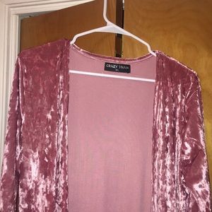 Light pink velvet kimono